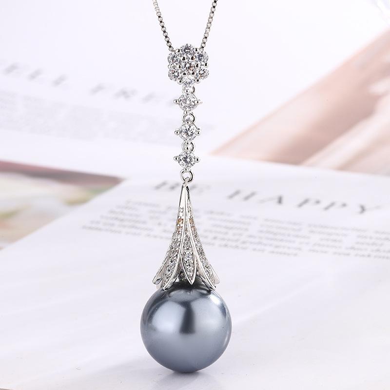 Jewelry Copper Bottom Gold-Plated Inlaid Pearl Temperament Fringed Set Women 16-14Mm