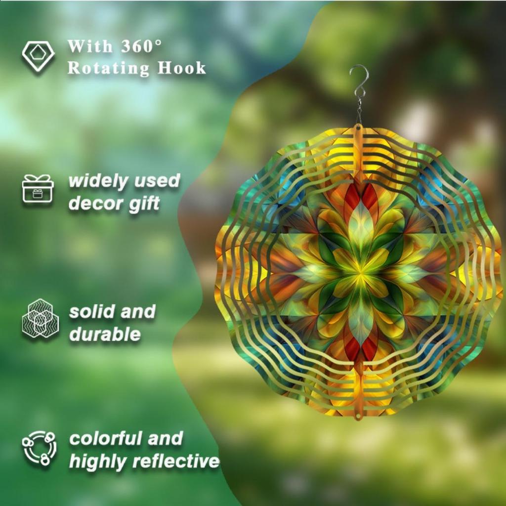 Colorful Metal Wind Chime with Leaf Design Outdoor Hanging Decor for Garden Patio Yard All Season Wind Spinner Wind Chimes for Outside
