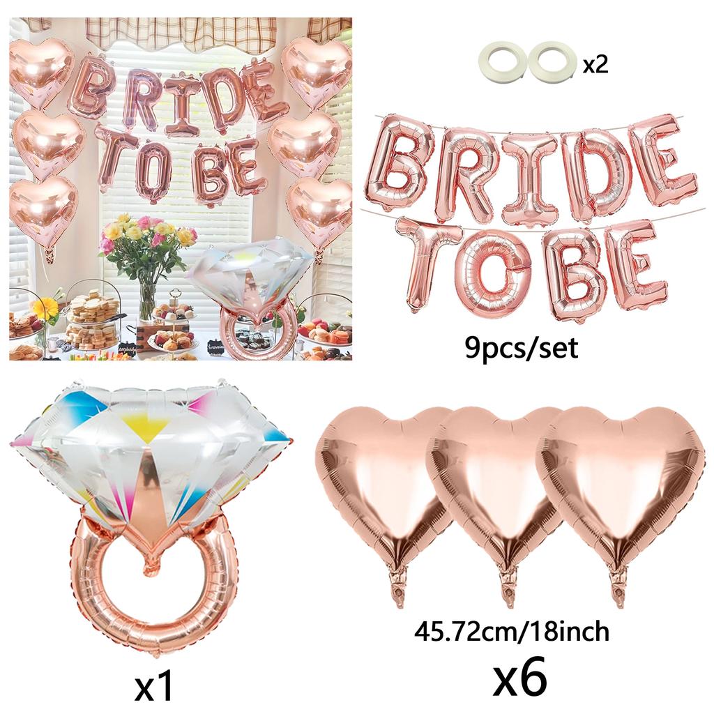 Bride To Be Balloons Set Rose Gold Wedding Decorations Letter And Diamond Ring Foil Balloon  Interior and exterior decoration