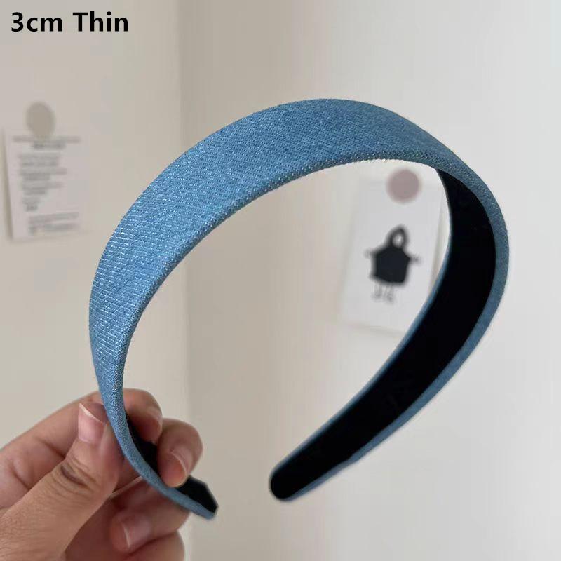 1.5/2/3cm Minimalist Women Girls Denim Sponge Padded Headbands for Ladies Daily Shopping Dress Up Head Hoop Accessories