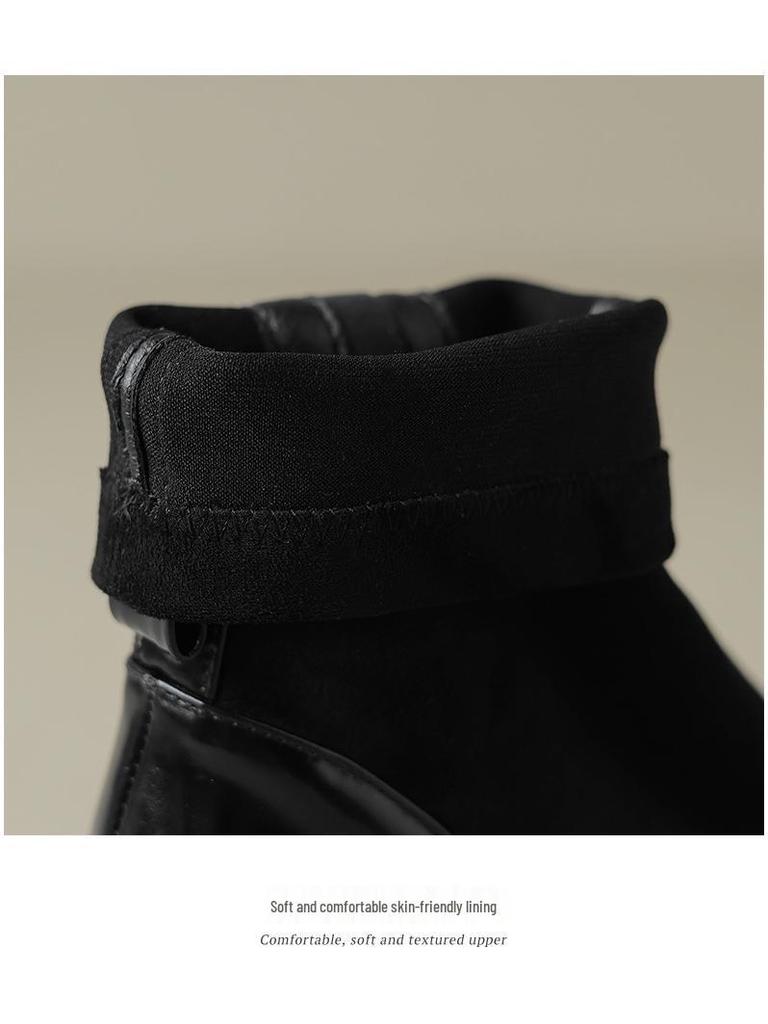 2024 Women's European-American Chunky Heel Elastic Ankle Boots - Versatile High-Heel Martin Style