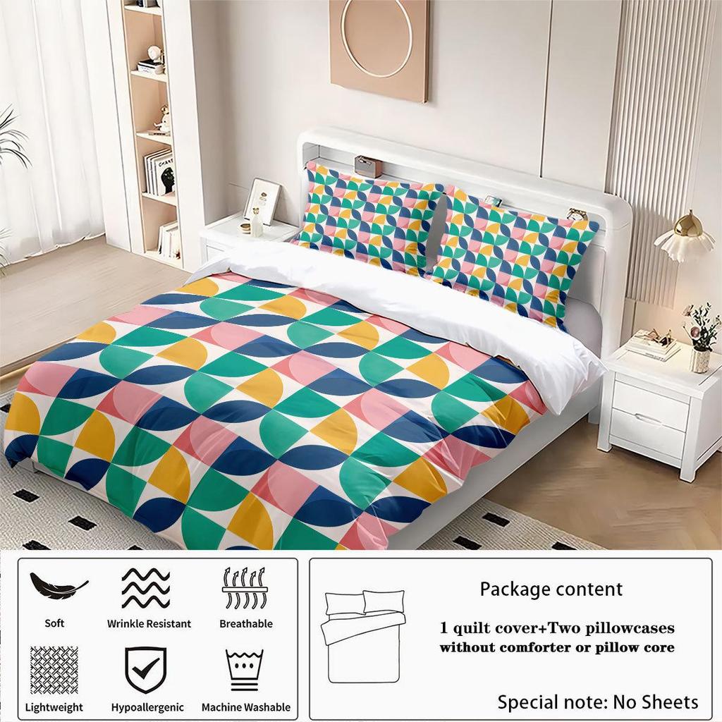 Geometric Pattern Duvet Cover 3-Piece Bedding Set