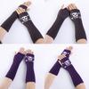 Winter Warme Fäustlinge Strick Fingerlose Armstulpen Warme Fahr-Armstulpen Totenkopf Dehnbar Weiche Handschuhe Halloween Kostüm