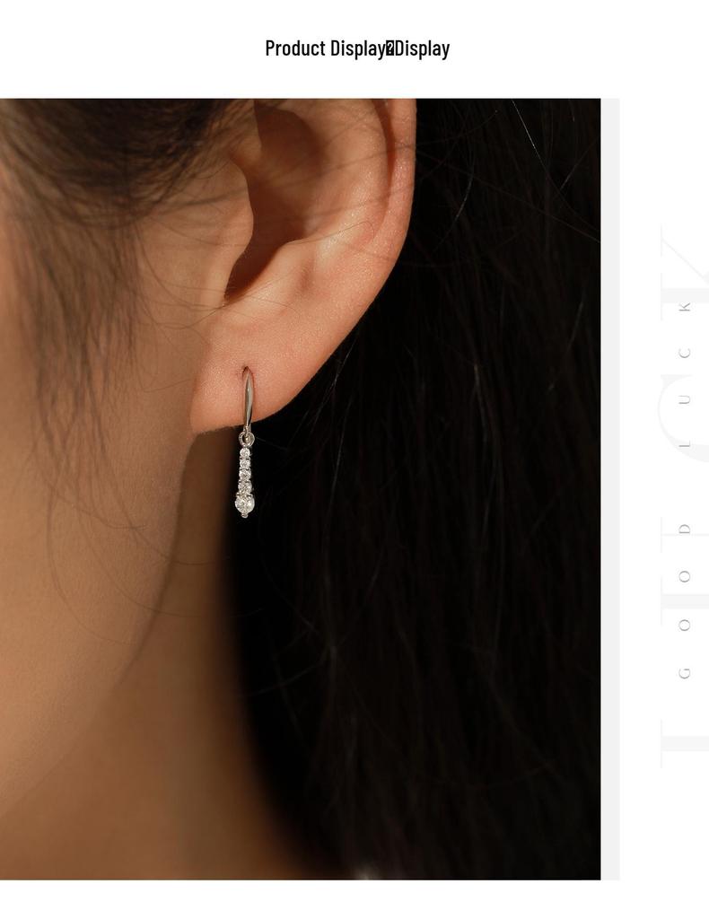 MODIAN D-Color Moissanite Water Drop S925 Silver Earrings, Elegant Paved Diamond Ear Hooks for Women