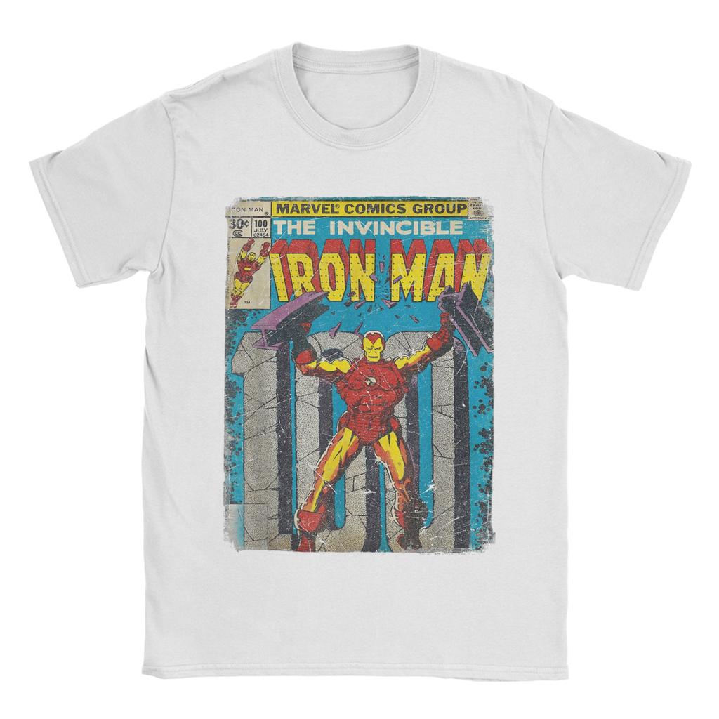 Iron Man Classic Retro Comic Cover Graphic T Shirt Men Cotton Creative T-Shirt O Neck Tee Shirt Short Sleeve Clothing