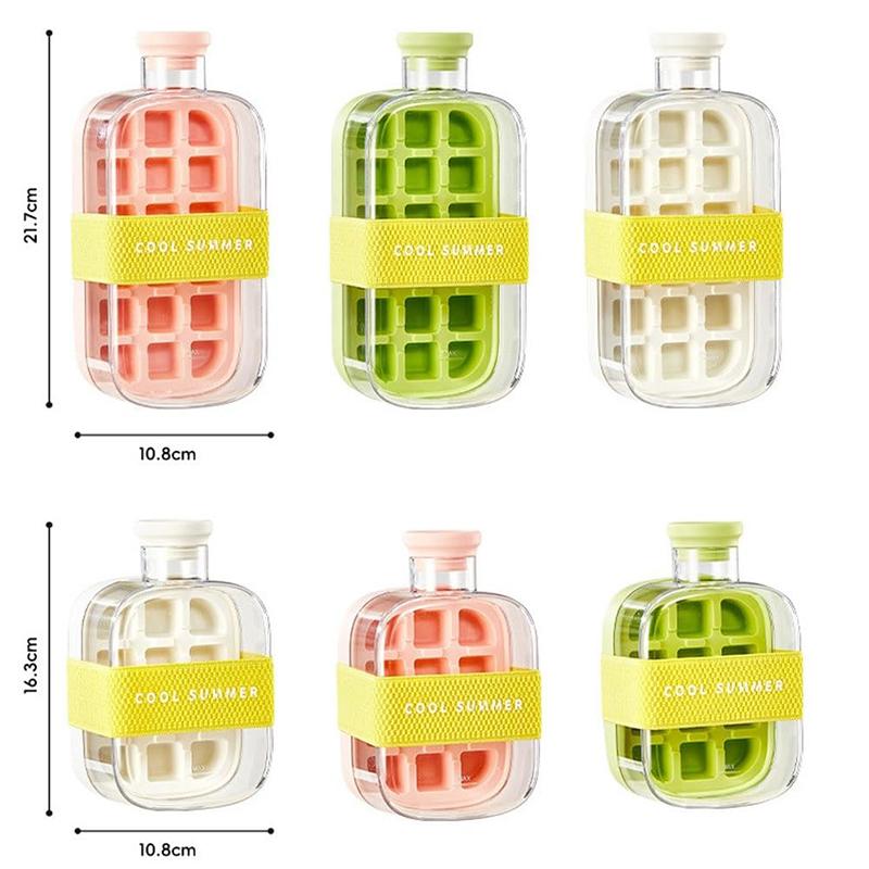 Summer Ice Cube Tray With Lid - Ice Tray For Freezer - No Touch Silicone Ice Cube Tray For Freezer With Straw + Cable Tie Mold