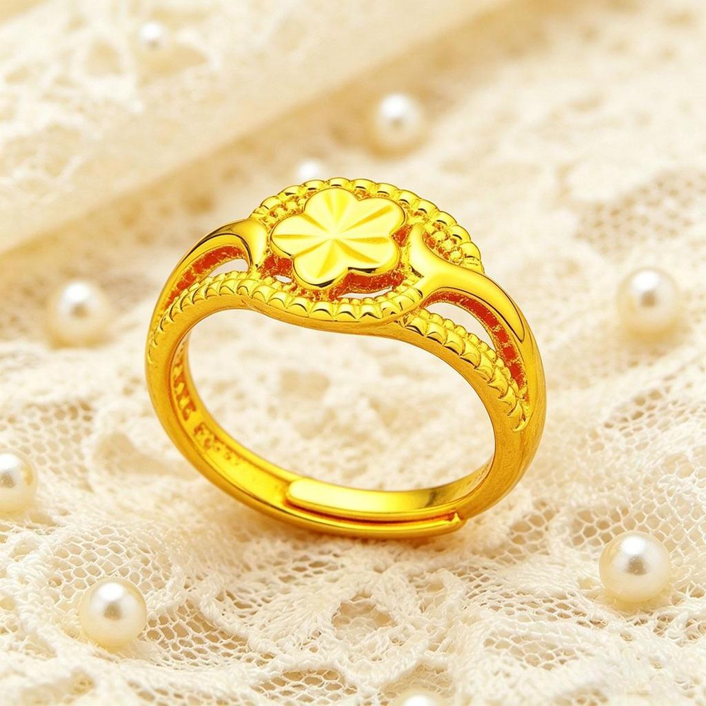 Little Sunflower Open Ring, Women's Niche Design Hollow Versatile Daily Wear Finger Ring Open Adjustable