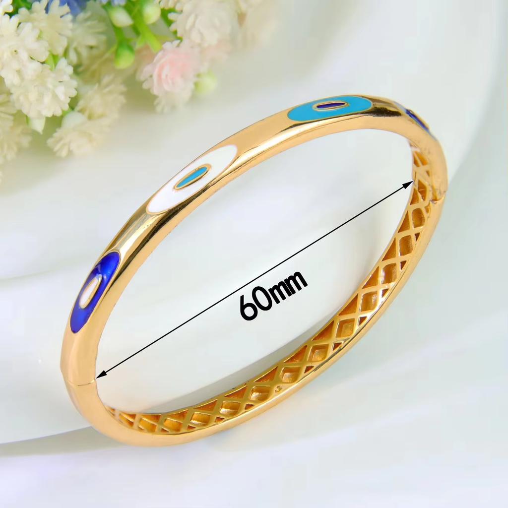 Ethiopia Classic Turquoise Bracelet 21k Gold Plated Dubai Charm Opening Bangles Oman Women Bridal Wedding Party Jewelry