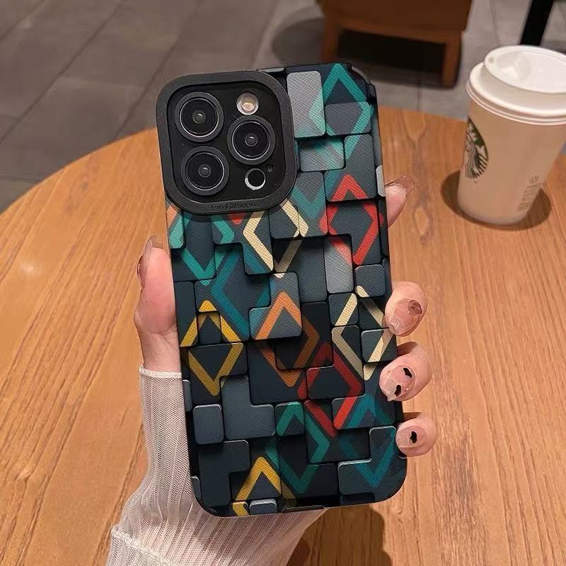 Vhodné pro pouzdro na telefon Samsung S24 pro muže S25 pro ženu A55 vizuální kreativní blok A32 ochranné pouzdro S23