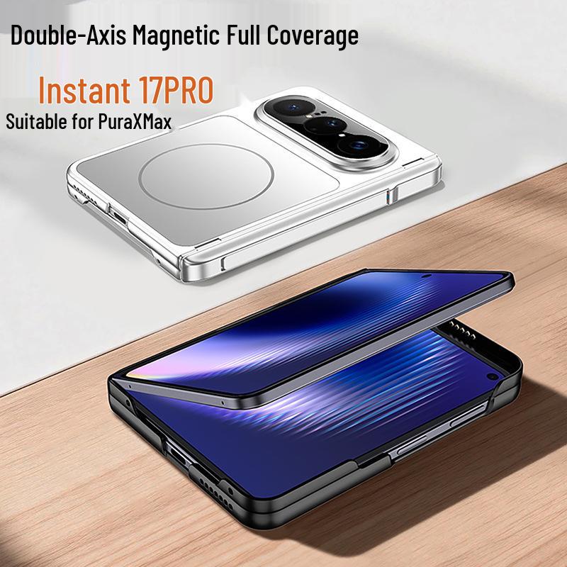 Huawei PuraXMax Case: Transforms into Magnetic Collector's Edition for PuraXMax 17, Double Axis Foldable Design.