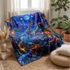 Dinosaur Moonlit Forest Blanket Personalized Name Flannel Blanket Soft Cozy Plush Throw for Sofa Bed Lightweight Home Decor