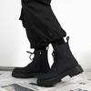 Martin Boots Men's Black High-top Leather Shoes 2 New Medium-top Locomotive Boots Boys Heightening Leather Boots