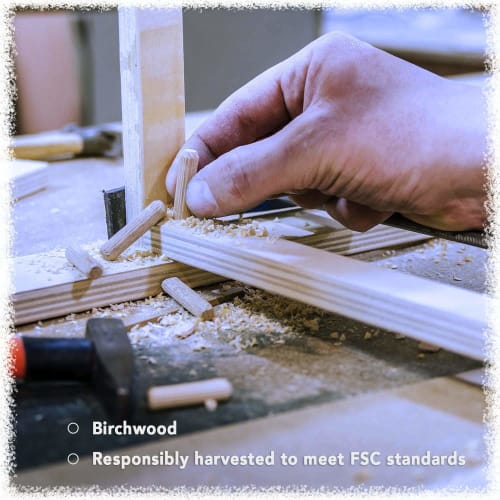 JUTOSU Wood Dowels, 6x20mm, Pack of 100, Woodworking Dowels, Wood Dowels, Dowel Marker, Wooden Nails, Dowel Marking Punch, Kiln-Dried Grooved Chamfere