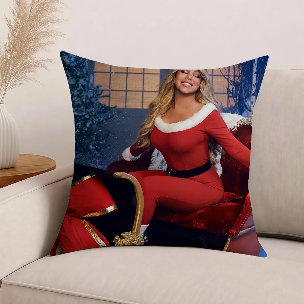 Funda de almohada Merry Christmas de la cantante Mariah Carey Cojines de oficina Adecuado para sofá coche dormitorio Funda de cojín decorativa