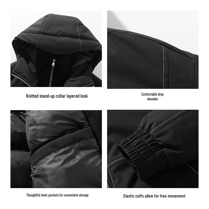 EASTERN CAMEL Unisex Faux Two-Piece Hooded Padded Winter Jacket