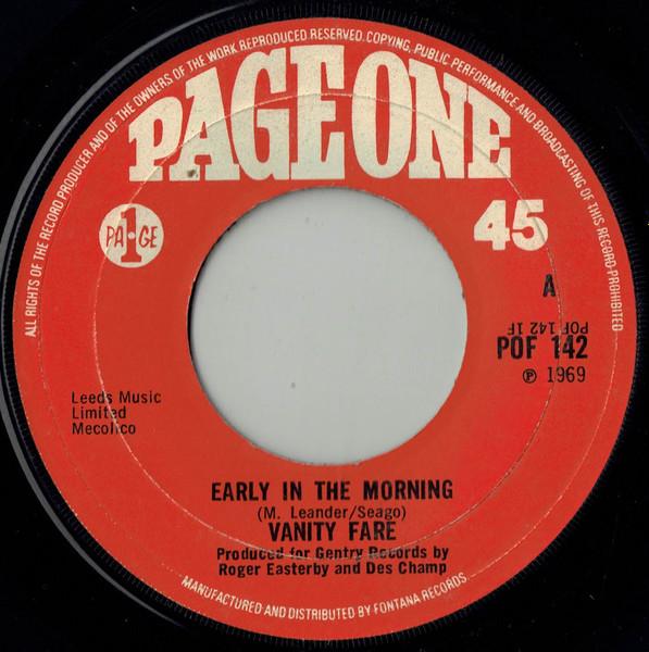 

7inch Record VANITY FARE - Early In The Morning POF142 Page One 1969 UK Rock Used