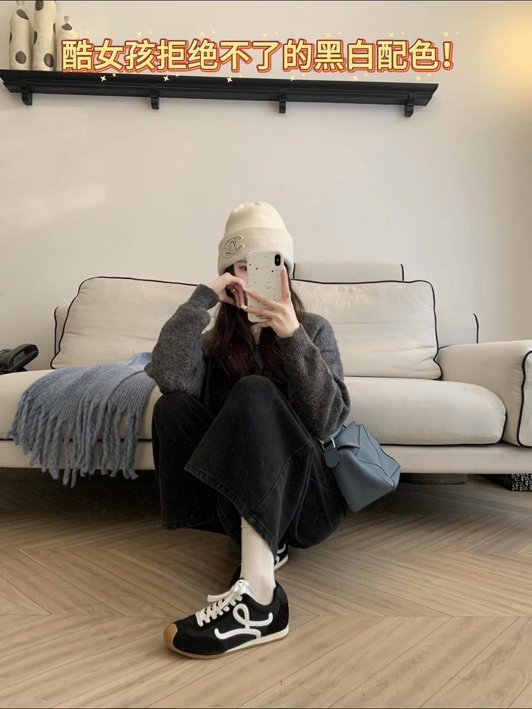 Cowhide Version~ Flat Bottom Inner Height Increase Retro Forrest Gump Shoes Round Head Casual Shoes Women's Lace-up German Training Shoes Sports Sho