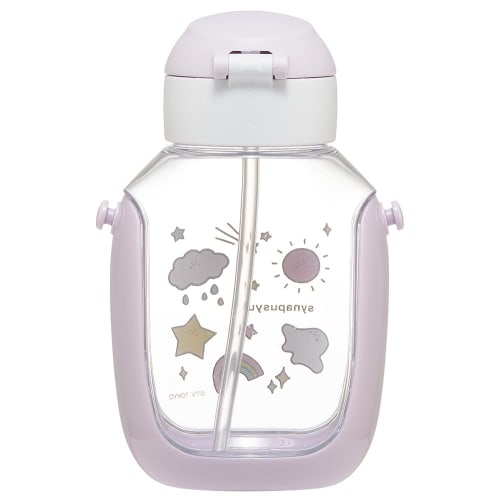 Skater PDSH6DX-A 530ml Children's Water Bottle with Straw, One-Push Operation