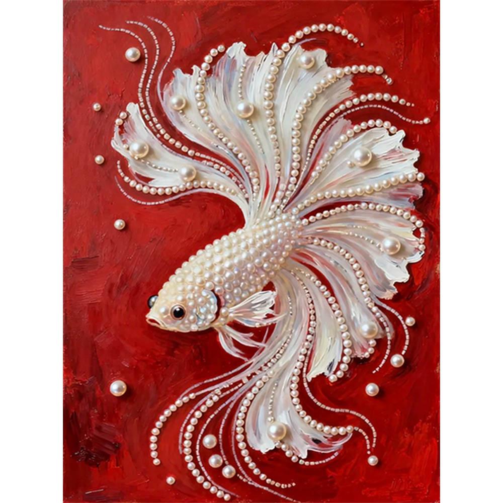 

Crystal Pearl Painting 5D DIY Frame Decoration Painting Koi Carp Home Wall Decoration Transparent Pearl Gemstone Painting Picture Art Crafts 35x45cm