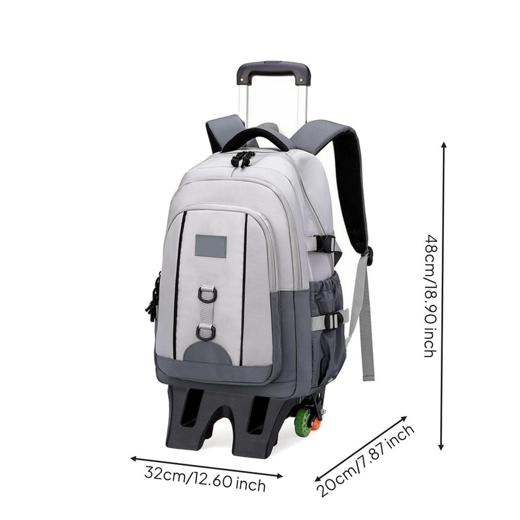 Padded Adjustable Straps Rolling School Backpack Multi-Pocket Stair-Climbing