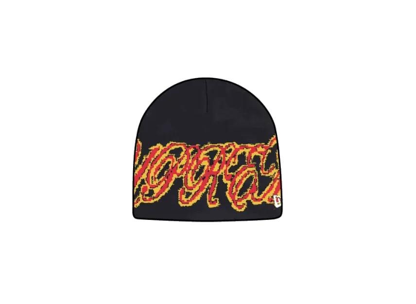 777174 Supreme New Era Cursive Beanie Black One-Size