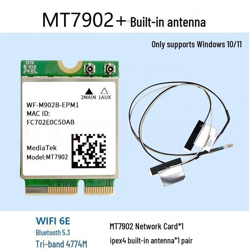 Wi-Fi 6E Dual-Band Bluetooth 5.3 Wireless Network Card (Models: MT7922, MT7921K, MT7902)