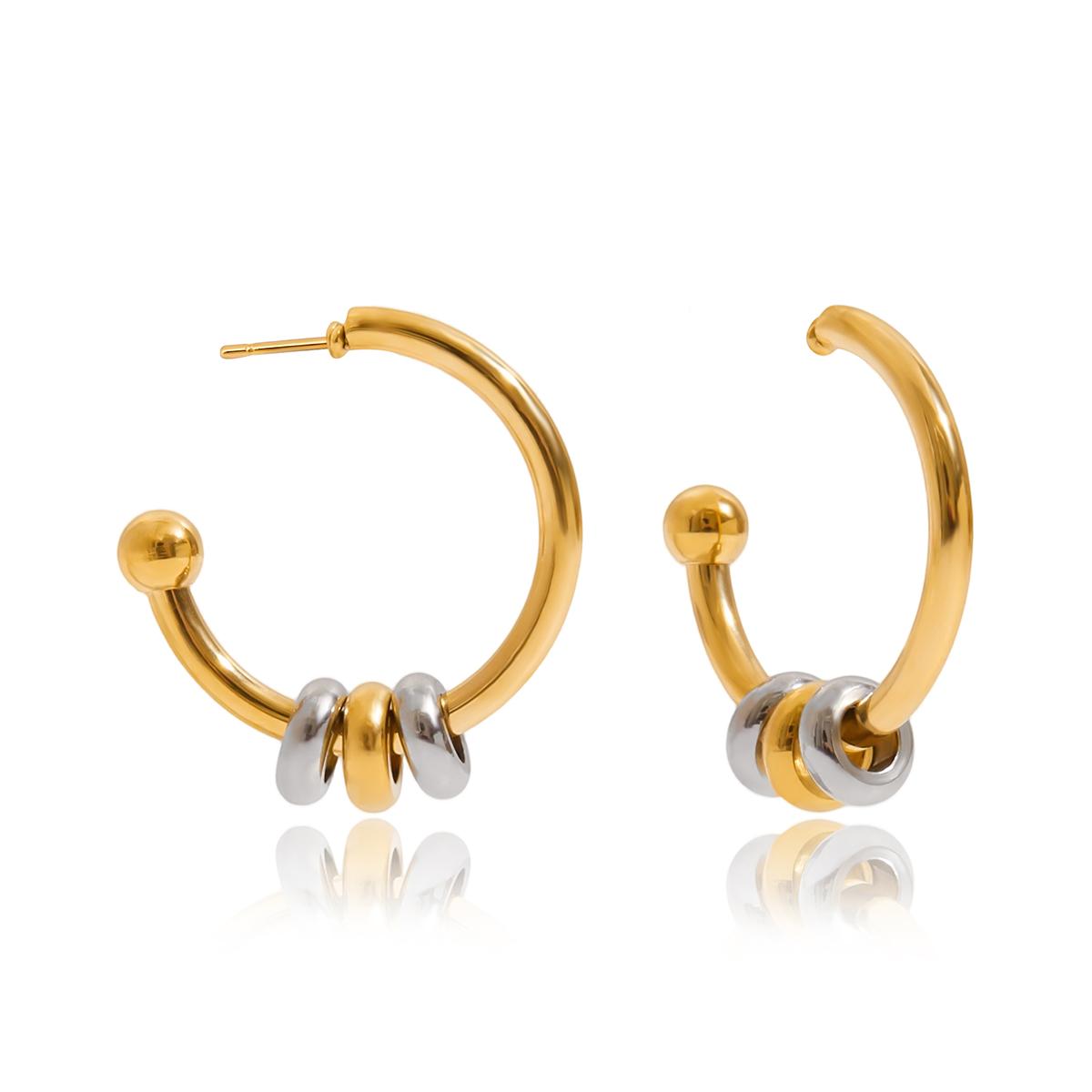 

Yori Hot Style Stainless Steel Double Color Geometric C Stud Earrings Women Fashion Trendy Waterproof Daily Jewelry Gift золотистый