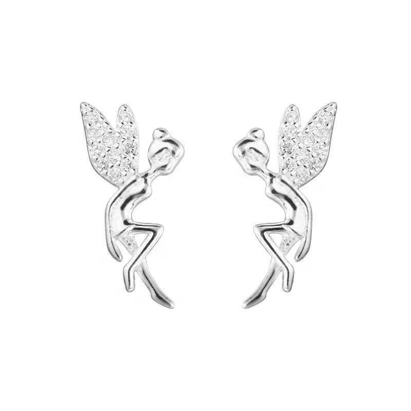 Little Angel Elf Earrings for Women, Simple, Fashionable, Versatile, Light Luxury, Niche, High-end Earrings