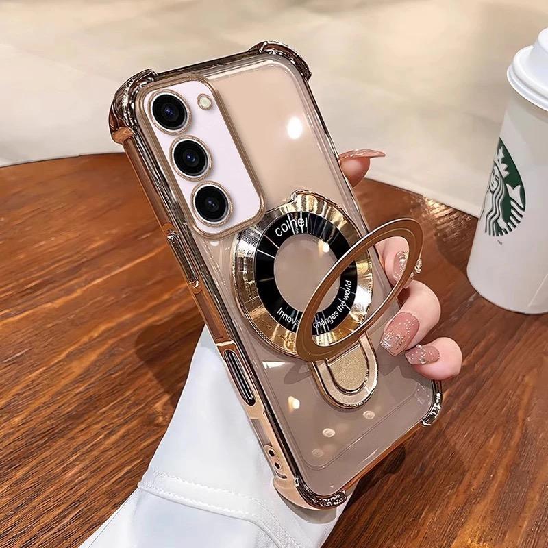 Stojak do Platerowania Przezroczyste Etui Dla Samsung Galaxy S26 Ultra S25 FE S24 S23 Plus A57 A37 A56 A36 A17 Uchwyt Miękkie Etui Z Foliami na Obiektyw