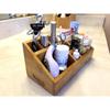 Small Multifunctional Bamboo Organizer | Desk Caddy | Home Office Accessory Tray | School Art Supply Holder | Pen Pencil Brush Compartment | Kitchen