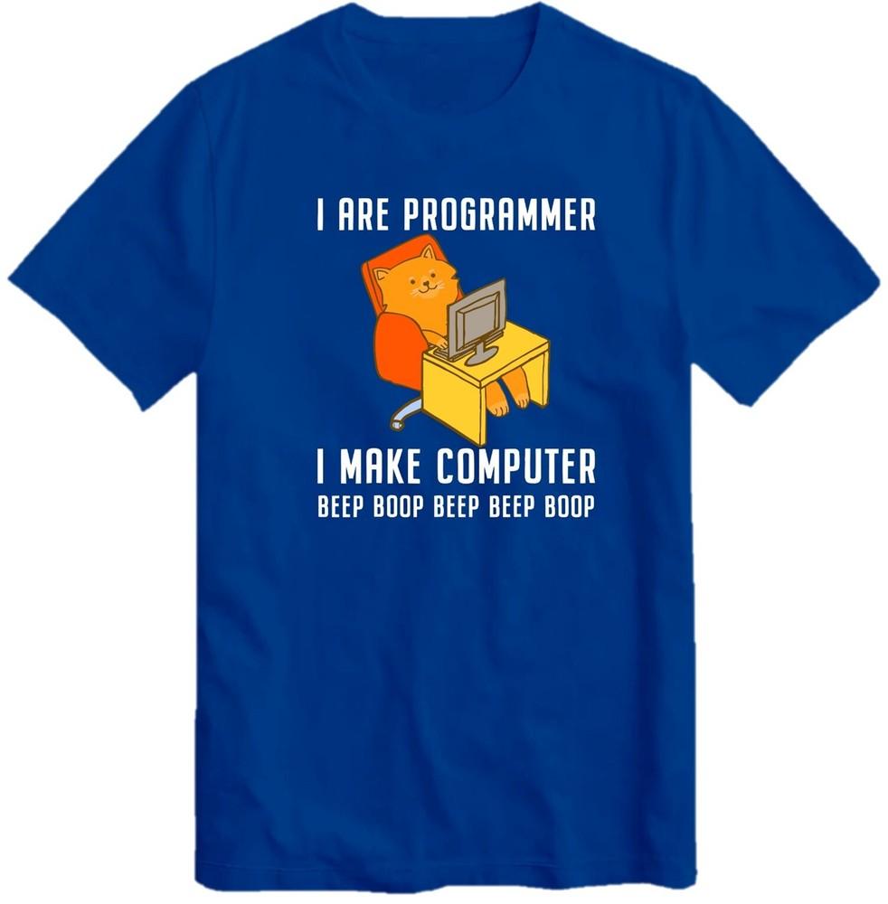 

I Are Programmer Programming Coding Nerd Cat T-Shirt I Make Computer Beep Top S