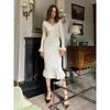 Women's Ruffle Hem Knit Dress, French Style Vintage Inspired Sweater Dress with Flounce Detail, Elegant A-Line Dress for Daily & Date Night