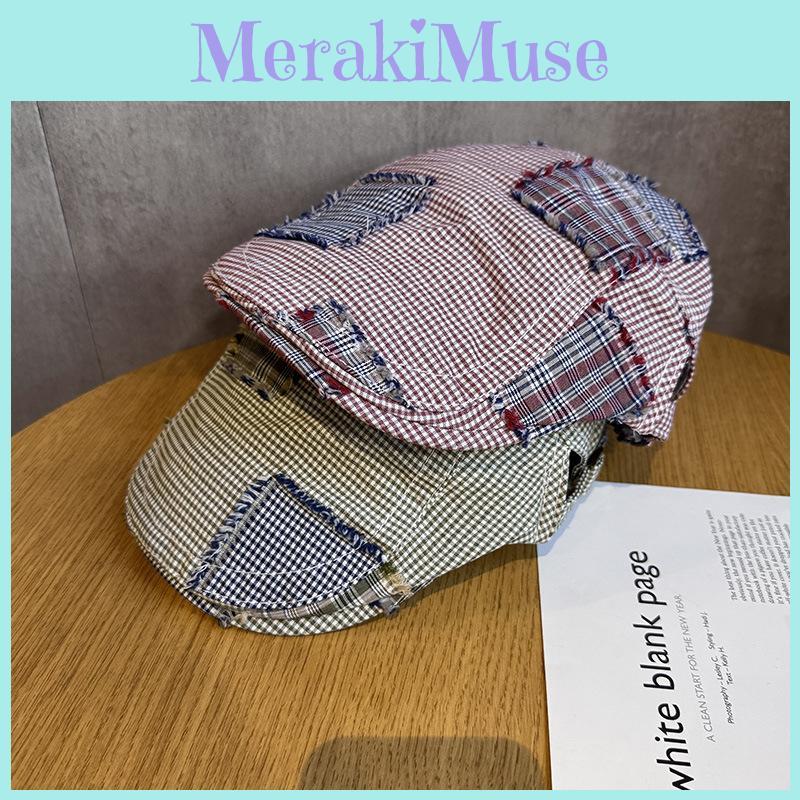 Retro Patchwork Grid Baseball Cap Sunshade Casual Outdoor Girl Supplies Travel