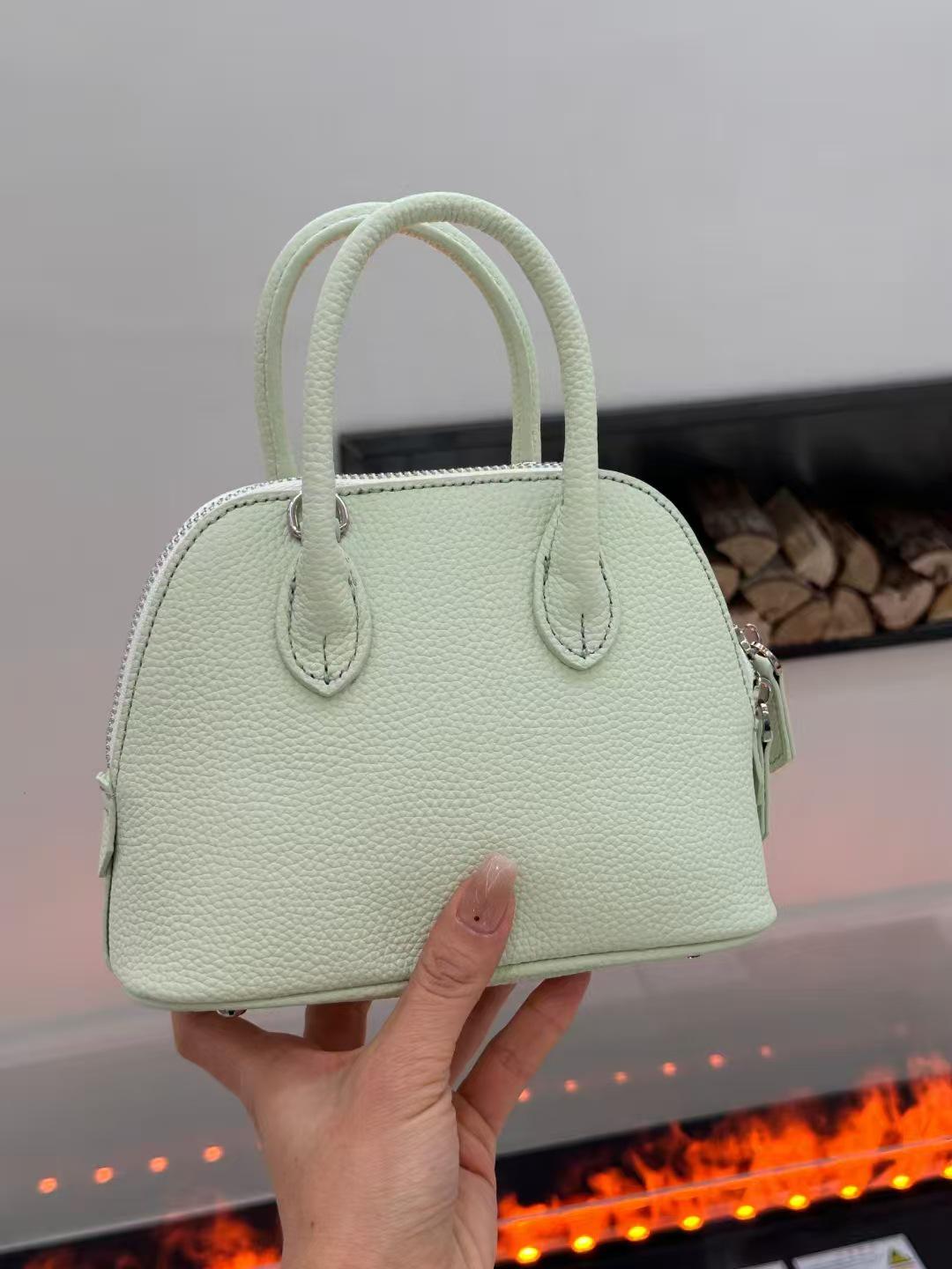 Women s Genuine Leather Shell Crossbody Handbag - Classic, Simple, Fashionable 19x8x14CM пузырьковый зеленый