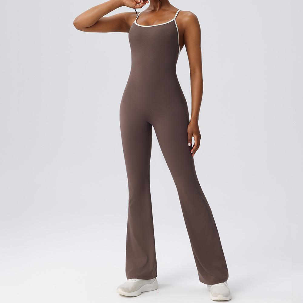 Color Block Backless Bodysuit - Sexy Fitness & Yoga Wear Medium