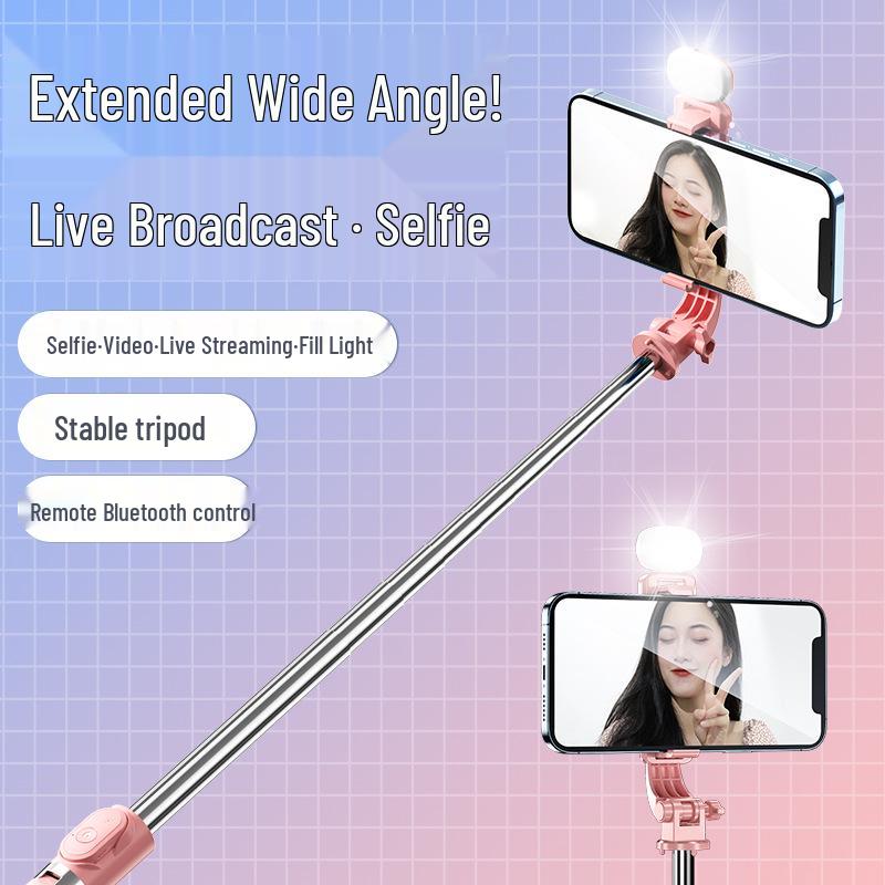 Bluetooth Selfie Stick with Fill Light & Tripod Stand for Live Streaming