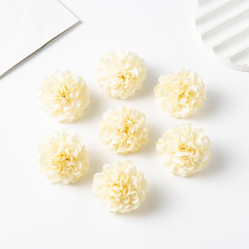 

10/50 шт. Искусственные цветы Шар Хризантема Свадьба Скрапбукинг Рождество Домашний декор Венки Головной убор Ремесло Шелковая гвоздика 10pieces бежевый