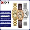 OFNS Women's Artistic Retro Barrel-Shaped Quartz Watch with Roman Numerals