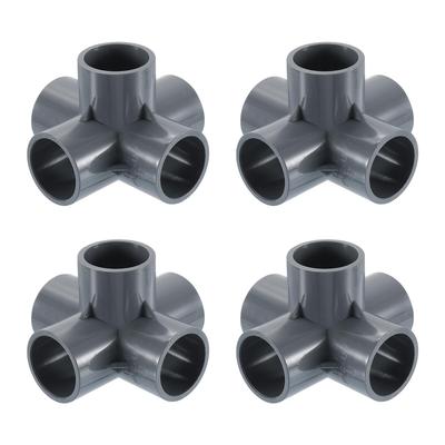 Uxcell 1" PVC Fittings, 4-Piece 5-Way Elbow Connectors, PVC Furniture Corner Fittings for Water Supply, DIY Shelving, Greenhouses, and Tents, Gray