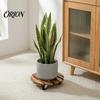 Outdoor Planter Tray with Wheels Round Wood Plant Caddy Wheels, Heavy Duty Rolling Stand Weather Resistant Roller for Garden Casters, Movable