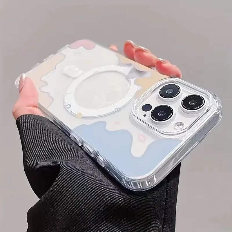 Color Block Cloud Magnetic Wireless Charge Phone Case for Samsung S25 S24 Ultra S23 S22 Plus S21 S24 FE 5G Clear Cover for Girls