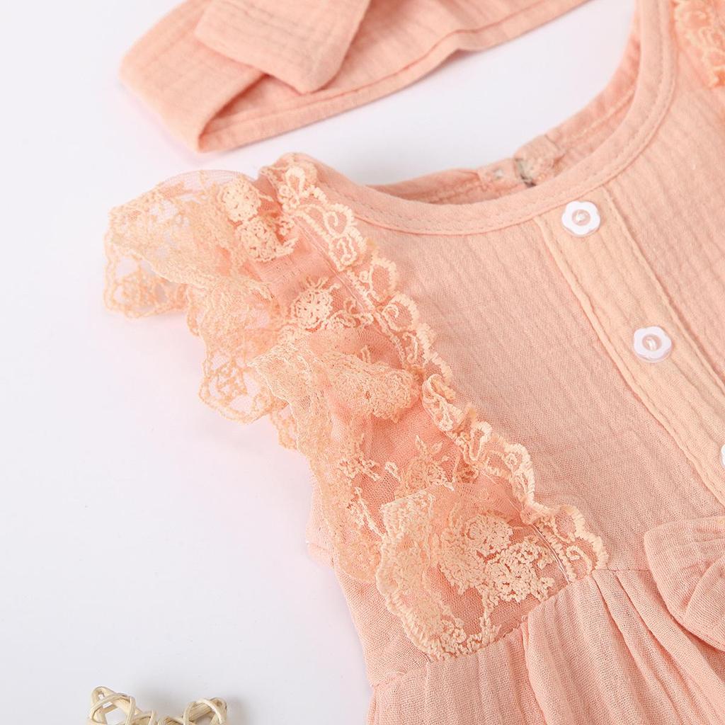 0-18 Months Baby Girl Bodysuit Newborn Baby Girl Romper Sleeveless Jumpsuits+Headband Infant Girl Summer Fashion Playsuit Outfit