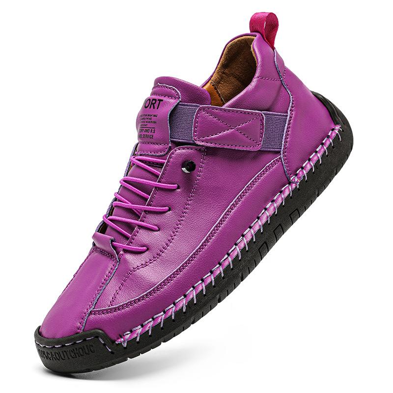 2025 Popular Hand-stitched Women's Shoes Beef Tendon Soft-soled Mother Shoes Autumn and Winter Flat-soled Single Shoes Casual Shoes