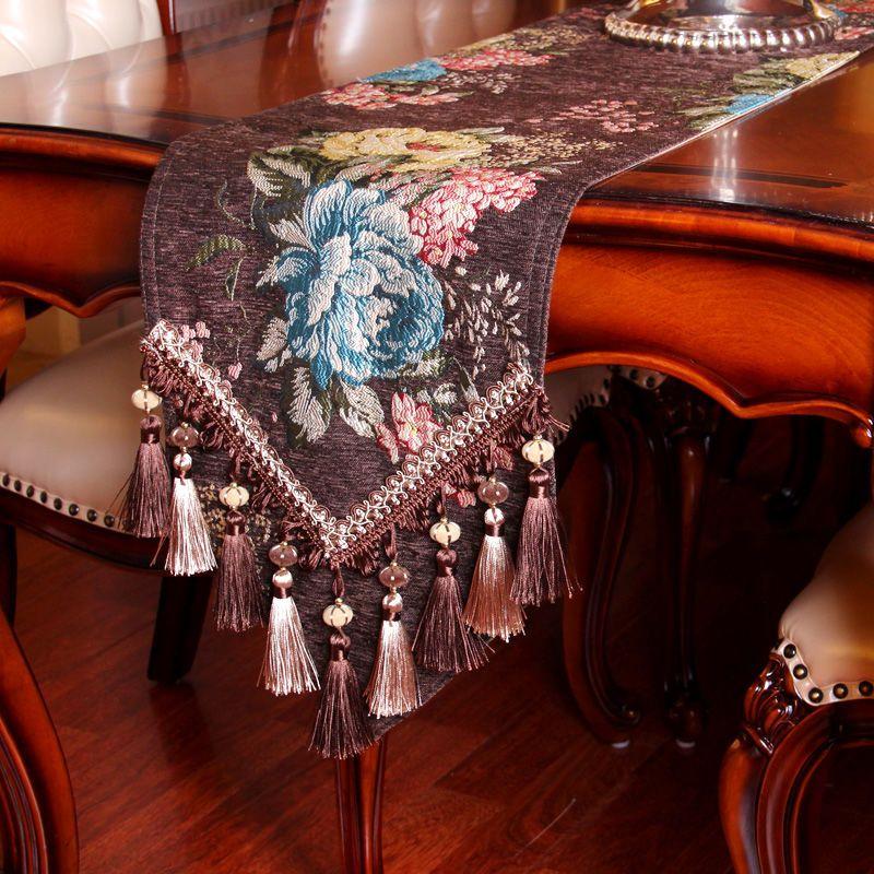 Europejski stół żakardowy, stolik do herbaty i szafka pod telewizor, antypoślizgowy długi ręcznik, koralikowy frędzel, wisiorek, dekoracja meblowa, obrus