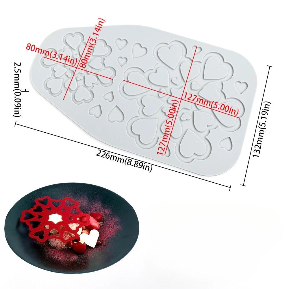 Leaf Heart-Shaped Circular Bubble Design Lace Mat Chocolate Chip Dessert Decorating Tools Sugar Craft Silicone Pad Cake Molds
