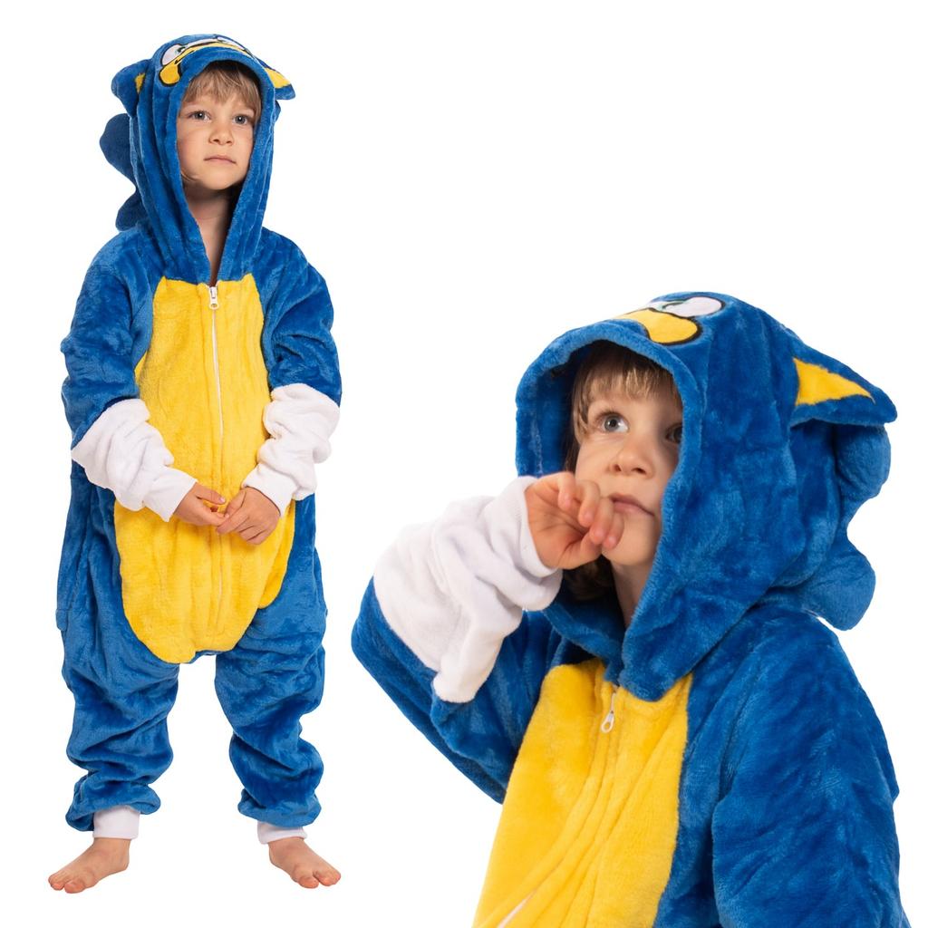 Piżama dla dzieci dziecięca kigurumi onesie kostium sonic niebieski 105-115