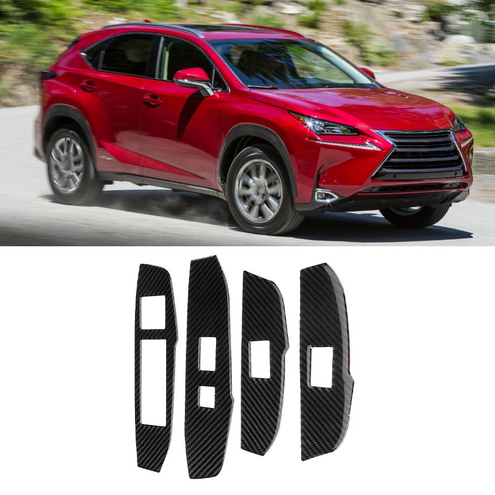 4Pcs Car Carbon Fiber Window Switch Panel Cover Decorative Sticker Fit for Lexus NX 200 200t 300h 14 19