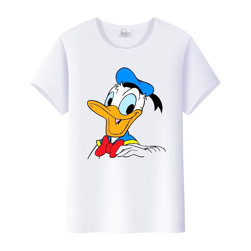 Kawaii Donald Duck Plus Size Tee Ladies Graphic Clothes Summer Women Short Sleeve T-shirt Disney Cartoon Men Tshirt Female Tops