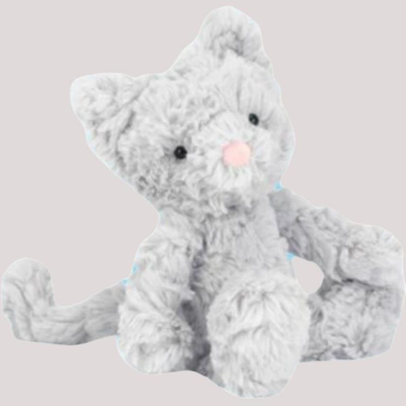 JELLYCAT Cat Series Squiggle Curly Lucky Cat Companion Comfort Doll Plush Doll 23cm High