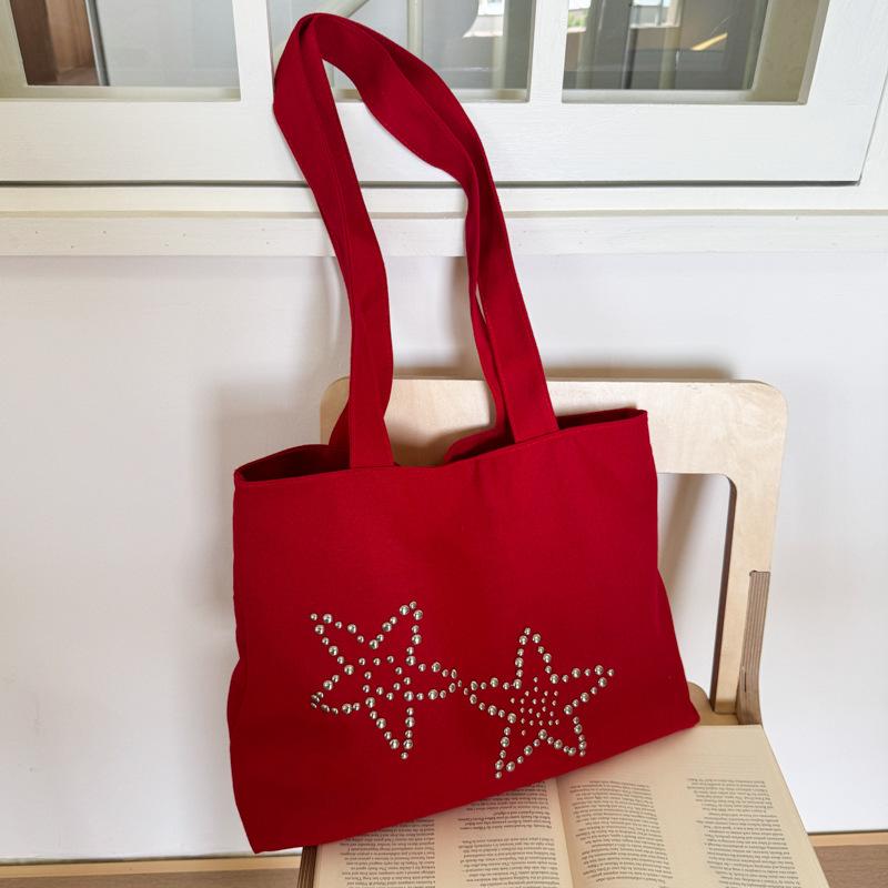 

Summer large-capacity high-end commuter tote bag women s new fashionable red canvas shoulder bag красный